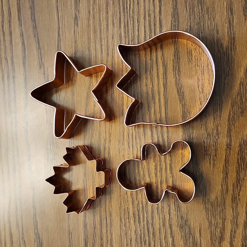 Lot of 4 Vintage Copper Cookie Cutters Decor